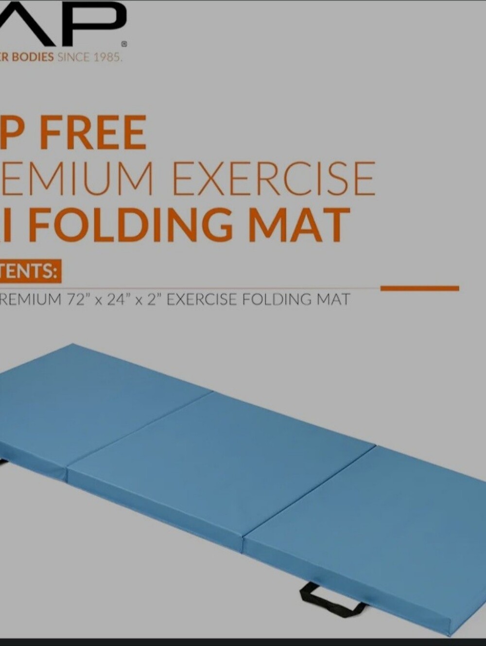 BLUE Folding Gym Matt With Carrying Handle. - Picture 3 of 5